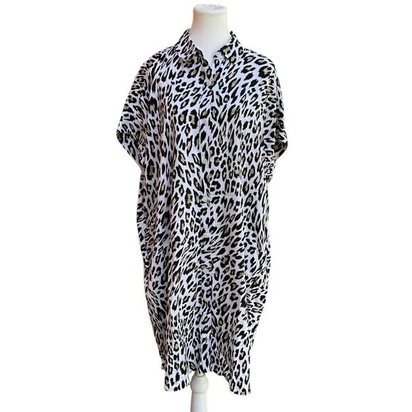 The Limited Animal Print Shirt Dress Utility Womens Size XL NWT - Picture 1 of 13